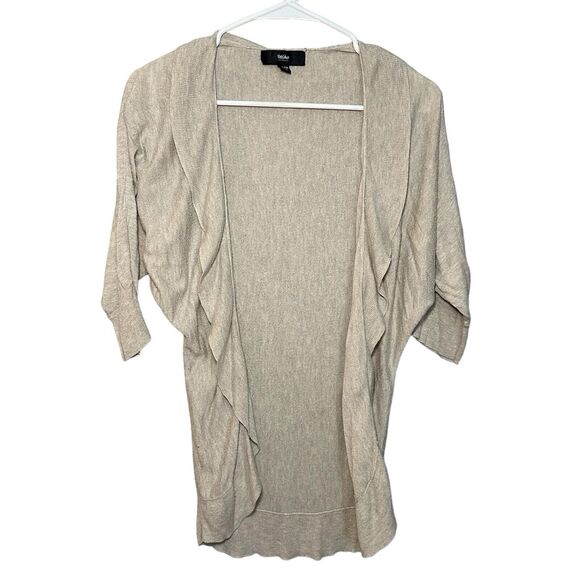 Mossimo Open Front Cardigan Women Size XS Cream Ruffle Knit Preppy Academia Y2K - Picture 1 of 11